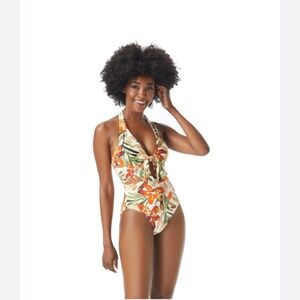 NWT Vince Camuto Seychelles Floral Tie Front Halter One-Piece Sz 8